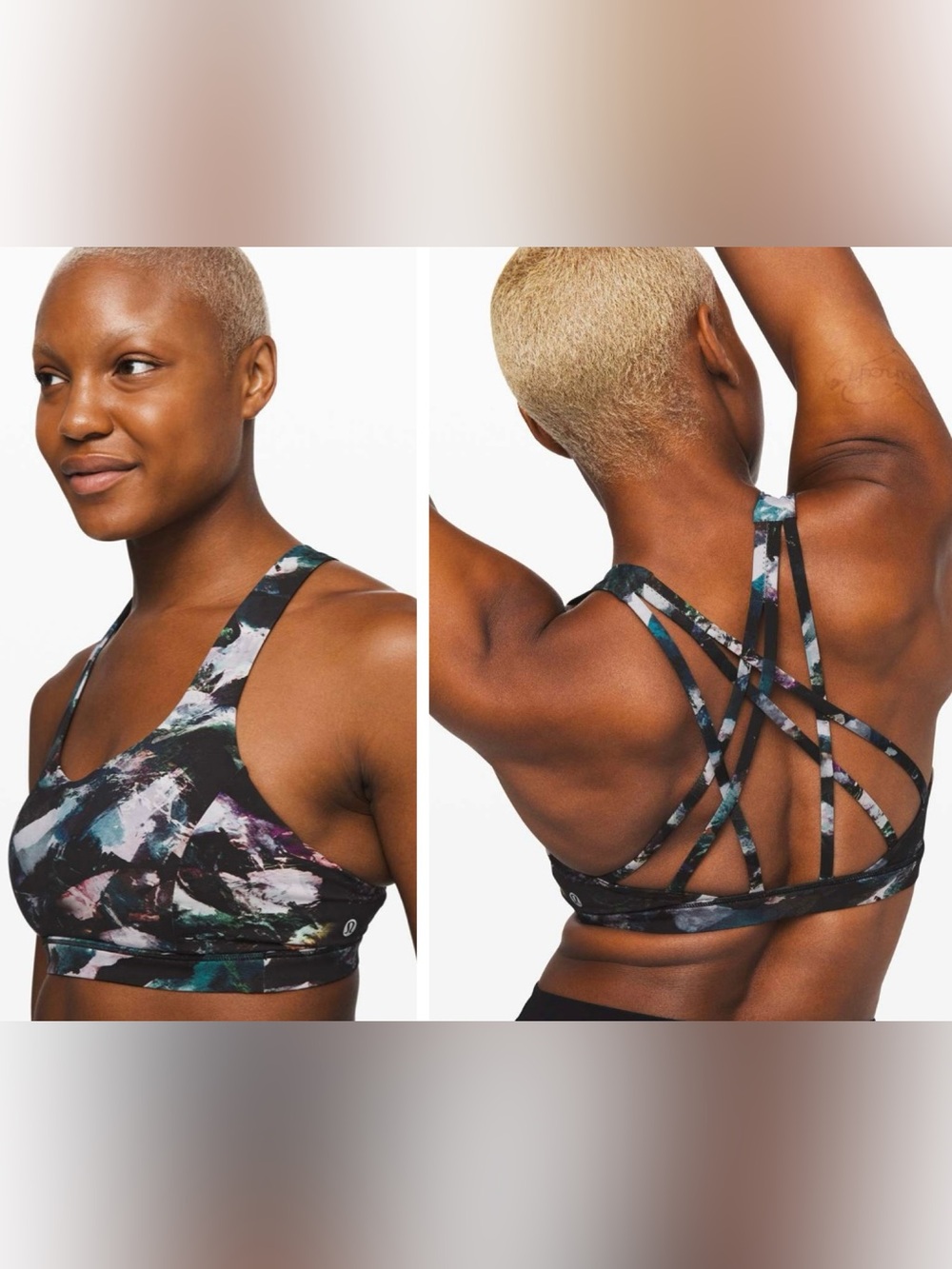 Lululemon Free To Be Serene Sports Bra Glacier Camo Starlight Printed Strappy 4